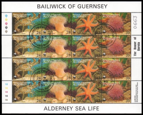 Alderney 1993 - Mi-Nr. 61-64 gest / used - KLB - Meeresleben / Marine life