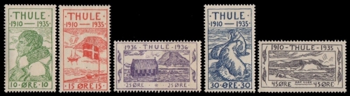 Dänemark-Thule 1935 - Mi-Nr. 1-5 ** - MNH - 25. Jahrestag der Gründung