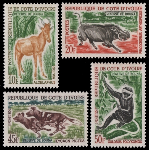 Elfenbeinküste 1963 - Mi-Nr. 251-254 ** - MNH - Wildtiere / Wild animals