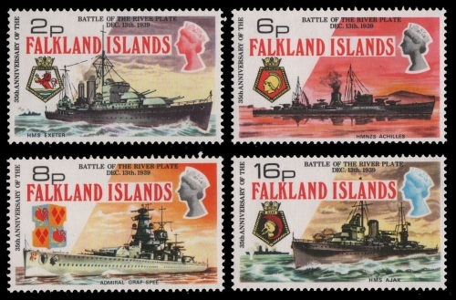 Falkland 1974 - Mi-Nr. 232-235 ** - MNH - Kriegsschiffe / Warships