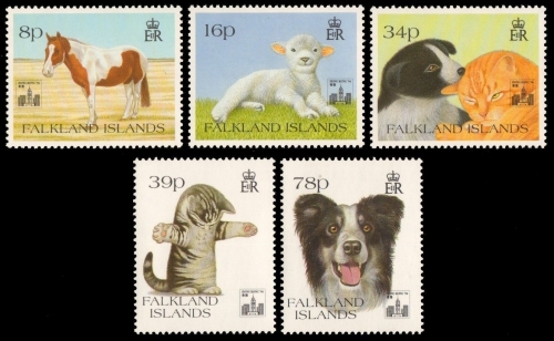 Falkland 1994 - Mi-Nr. 603-607 ** - MNH - Hunde, Katzen / Dogs, Cats - Hongkong