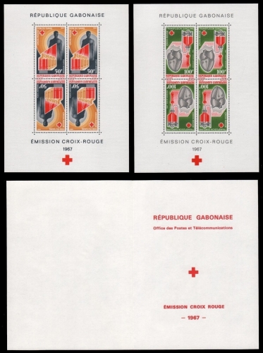 Gabun 1966 - Mi-Nr. Block 6-7 ** - MNH - Heftchen - Rotes Kreuz / Red Cross
