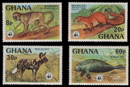 Ghana 1977 - Mi-Nr. 702-705 ** - MNH - Wildtiere / Wild Animals - WWF