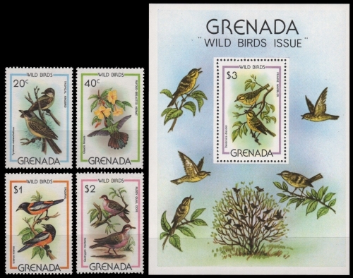 Grenada 1980 - Mi-Nr. 1026-1029 & Block 89 ** - MNH - Vögel / Birds