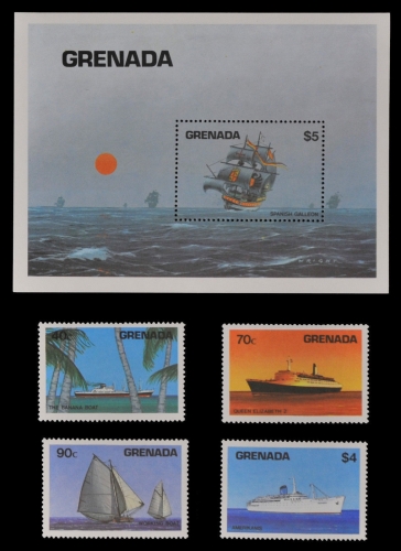 Grenada 1984 - Mi-Nr. 1307-1310 & Block 128 ** - MNH - Schiffe / Ships