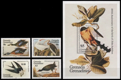 Grenada-Grenadinen 1985 - Mi-Nr. 647-650 & Block 90 ** - MNH - Vögel / Birds