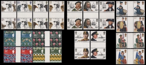 Großbritannien 1982 - 4 Ausgaben mit Zwischenstegen / 4 issues with gutter - MNH