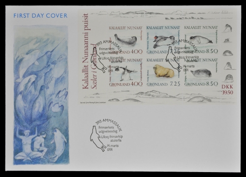 Grönland 1991 - Mi-Nr. Block 3 - Robben / Seals - FDC