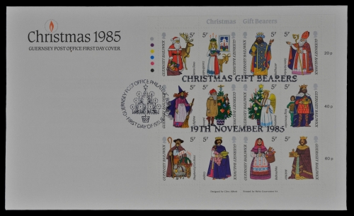 Guernsey 1985 - Mi-Nr. 340-351 - ZDR-Bogen - Weihnachten / Christmas - FDC