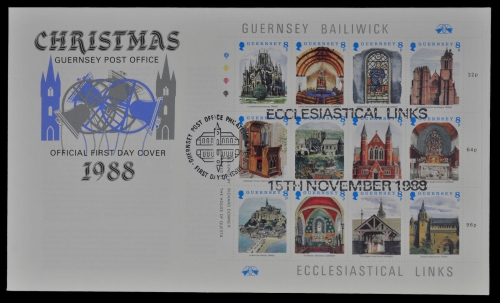 Guernsey 1988 - Mi-Nr. 436-447 - ZDR-Bogen - Weihnachten / Christmas - FDC