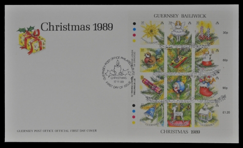 Guernsey 1989 - Mi-Nr. 470-481 - ZDR-Bogen - Weihnachten / Christmas - FDC