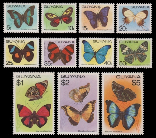 Guyana 1978 - Mi-Nr. 542-552 ** - MNH - Schmetterlinge / Butterflies