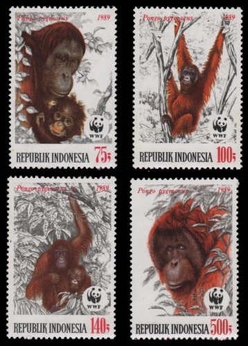Indonesien 1989 - Mi-Nr. 1291-1294 ** - MNH - Affen / Monkeys