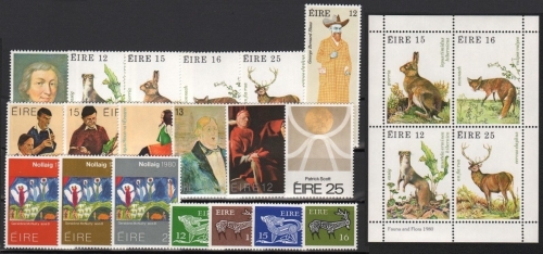 Irland 1980 - in den Hauptnummern kompletter Jahrgang - ** - MNH