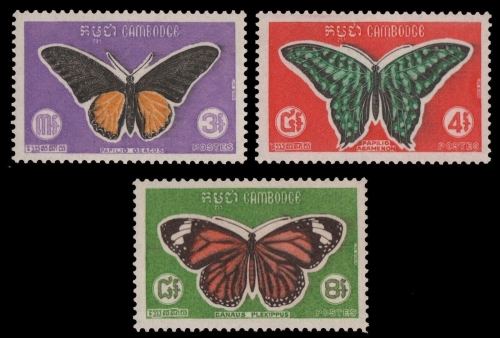Kambodscha 1969 - Mi-Nr. 253-255 ** - MNH - Schmetterling / Butterfly