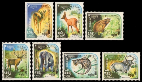 Kambodscha 1984 - Mi-Nr. 613-619 ** - MNH - Wildtiere / Wild animals