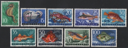 Jugoslawien 1956 - Mi-Nr. 795-803 gest / used - Fische / Fish