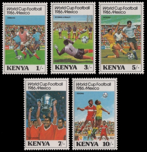 Kenia 1986 - Mi-Nr. 360-364 ** - MNH - Fussball / Soccer