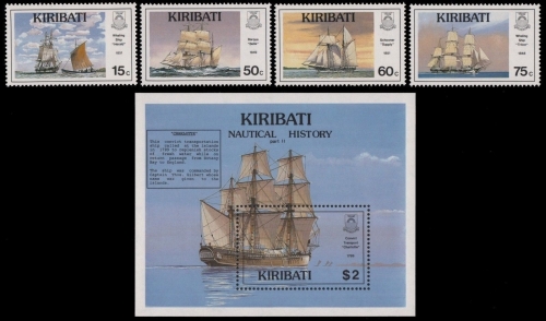 Kiribati 1990 - Mi-Nr. 561-564 & Block 18 ** - MNH - Schiffe / Ships