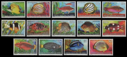 Kokos-Inseln 1979 - Mi-Nr. 34-47 ** - MNH - Fische / Fish