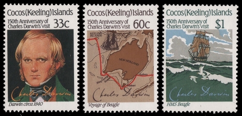 Kokos-Inseln 1986 - Mi-Nr. 160-162 ** - MNH - Schiffe / Ships - Darwin