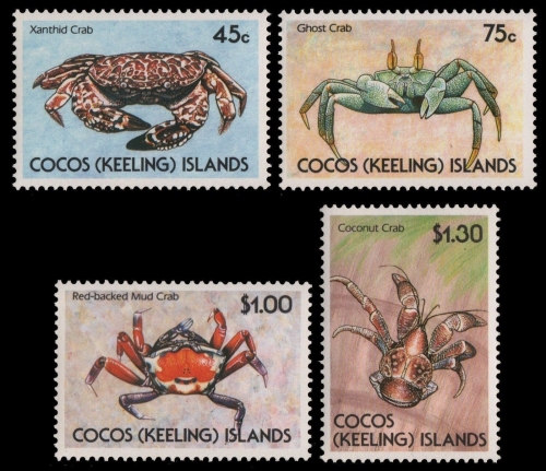 Kokos-Inseln 1990 - Mi-Nr. 224-227 ** - MNH - Krabben / Crabs