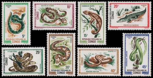 Kongo-Brazzaville 1971 - Mi-Nr. 291-298 ** - MNH - Reptilien / Reptiles