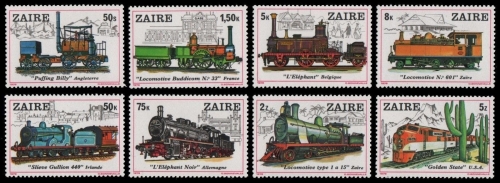 Kongo-Zaire 1980 - Mi-Nr. 622-629 ** - MNH - Lokomotiven / Locomotives