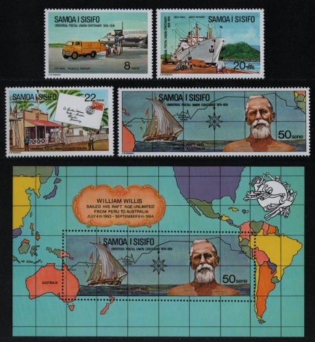Samoa 1974 - Mi-Nr. 302-305 & Block 6 ** - MNH - Transport - UPU