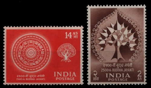 Indien 1956 - Mi-Nr. 256-257 ** - MNH - Buddha