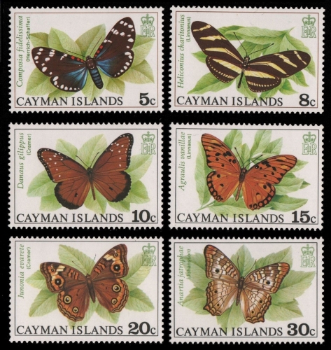 Kaiman-Inseln 1977 - Mi-Nr. 387-392 ** - MNH - Schmetterling / Butterfly