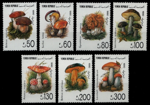Jemen ( Republik ) 1991 - Mi-Nr. 37-43 ** - MNH - Pilze / Mushrooms