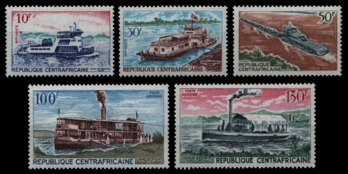 Zentralafrikanische Rep. 1968 - Mi-Nr. 176-180 ** - MNH - Schiffe / Ships