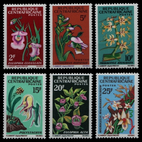 Zentralafrikanische Rep. 1966 - Mi-Nr. 106-111 ** - MNH - Orchideen / Orchids