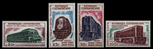 Zentralafrikanische Rep. 1963 - Mi-Nr. 47-50 ** - MNH - Eisenbahn / Train