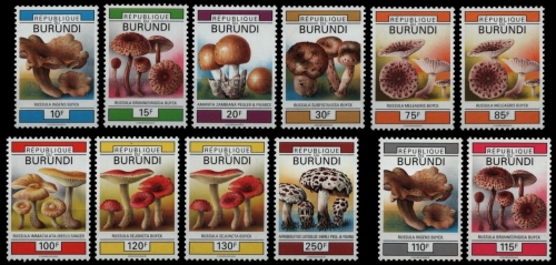 Burundi 1992 - Mi-Nr. 1746-1755 & 1778-1779 ** - MNH - Pilze / Mushrooms