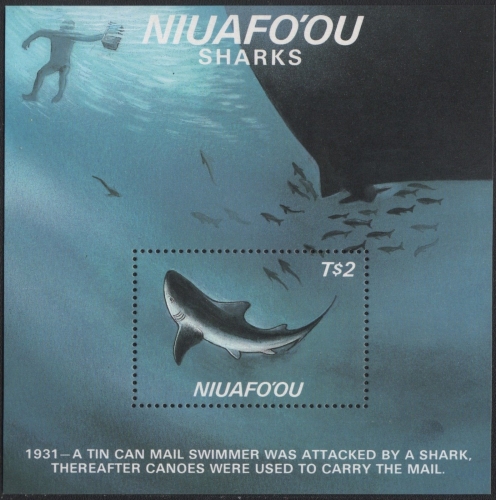 Niuafo'ou-Insel 1987 - Mi-Nr. Block 5 ** - MNH - Haie / Sharks