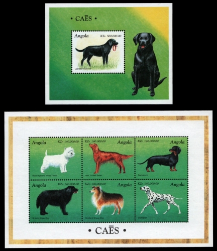 Angola 1998 - Mi-Nr. 1204-1209 & Block 43 ** - MNH - Hunde / Dogs
