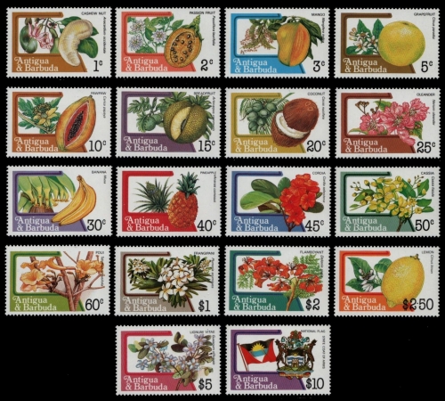 Antigua 1983 - Mi-Nr. 719-736 A ** - MNH - Früchte, Blüten