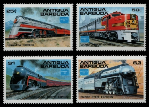 Antigua 1986 - Mi-Nr. 944-947 ** - MNH - Lokomotiven / Locomotives