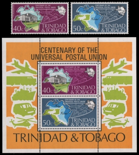 Trinidad & Tobago 1974 - Mi-Nr. 328-329 & Block 12 ** - MNH - Transport - UPU