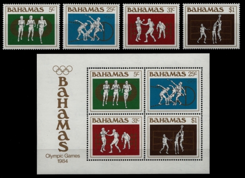 Bahamas 1984 - Mi-Nr. 565-568 & Block 42 ** - MNH - Olympia Los Angeles
