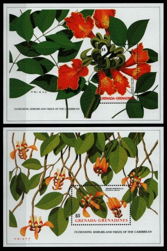 Grenada-Grenadinen 1988 - Mi-Nr. Block 160-161 ** - MNH - Blumen / Flowers