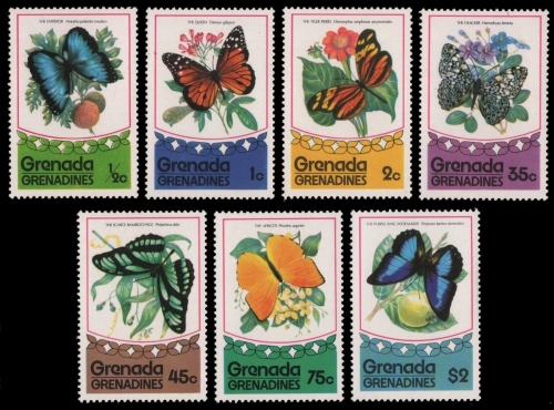 Grenada-Grenadinen 1975 - Mi-Nr. 79-85 ** - MNH - Schmetterlinge / Butterflies