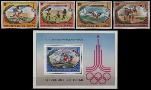 Tschad 1979 - Mi-Nr. 867-870 & Block 78 ** - MNH - Olympia Moskau