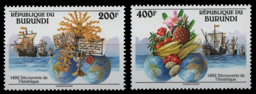 Burundi 1992 - Mi-Nr. 1756-1757 ** - MNH - Schiffe / Ships - Columbus