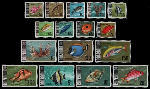 Tansania 1967 - Mi-Nr. 19-34 ** - MNH - Fische / Fish (III)