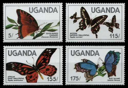 Uganda 1984 - Mi-Nr. 407-410 ** - MNH - Schmetterlinge / Butterflies