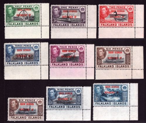 Falkland - South Georgia 1944 - Mi-Nr. B 1-8 & B6 var ** - MNH - König George VI