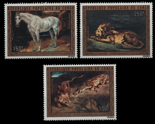 Kongo-Brazzaville 1973 - Mi-Nr. 369-371 ** - MNH - Gemälde - E. Delacroix